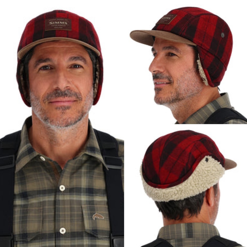 SIMMS Coldweather Cap Buffalo Plaid Red Size L/XL Outdoor Gorpcore Fishing